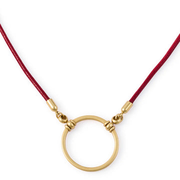 La Loop | The Stockard | Red Leather w/ Satin Gold Plated Loop 25