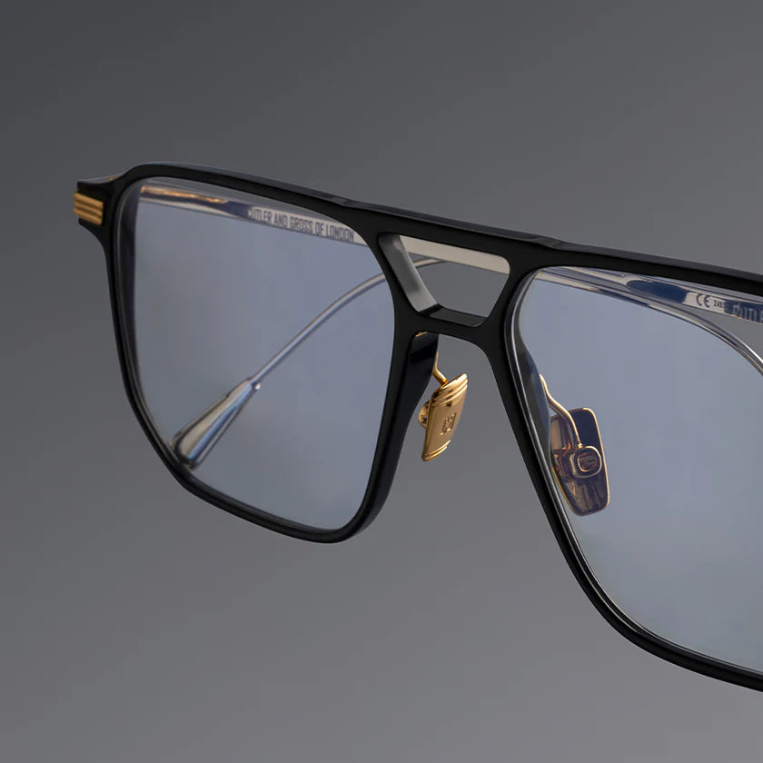 Cutler and Gross | Aurum Collection | 0006 | Black on 24K Yellow Gold & 18K Rhodium - Niche Bazaar Studio