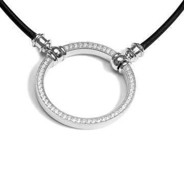La Loop | The Regine | Leather Cord W/ Crystal Embellished Sterling Silver