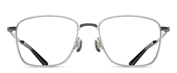 Silver metal eyeglasses on a white background