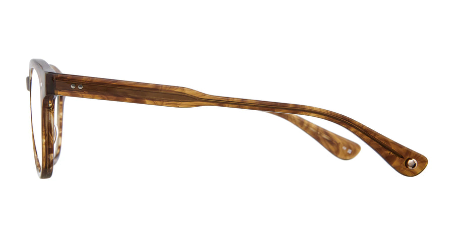 Brown tortoiseshell eyeglasses on a white background