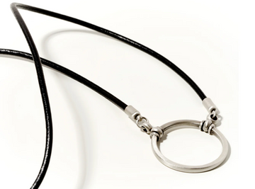 La Loop | The Stockard | Black Leather w/ Antique Silver Plated Loop 25