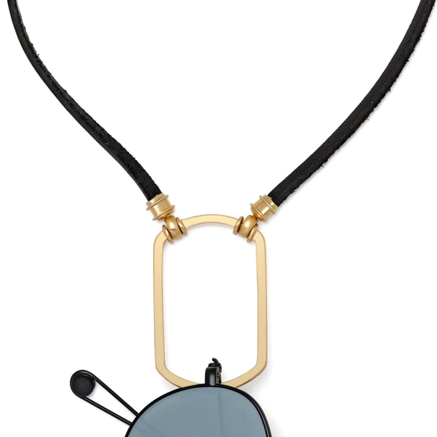 La Loop | The Langston | Black Italian Leather w/ Satin Gold Dog Tag - Niche Bazaar Studio